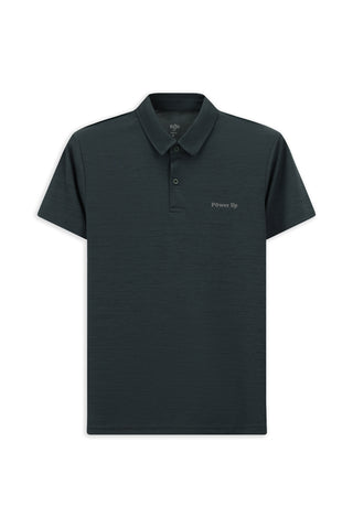  Koyu Antrasit Slim Fit Dar Kesim Bask?l? Polo Yaka Ti?ört-Ki??l?