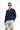 Orta Lacivert Mevsimlik Polo Yaka Regular Fit Çizgili Fermuarlı Sweat Mont