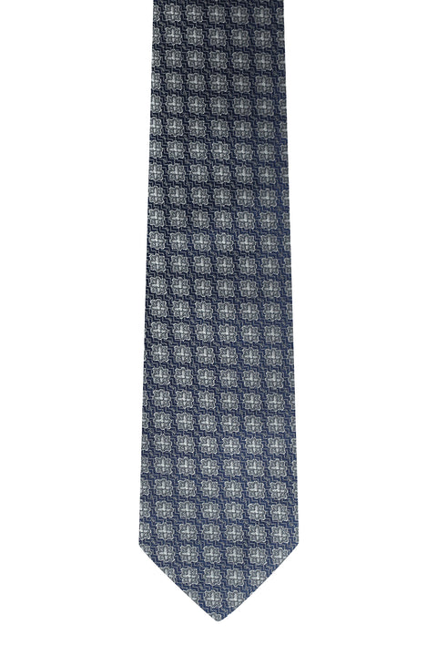 Orta Gri Çiçek Desenli Kravat