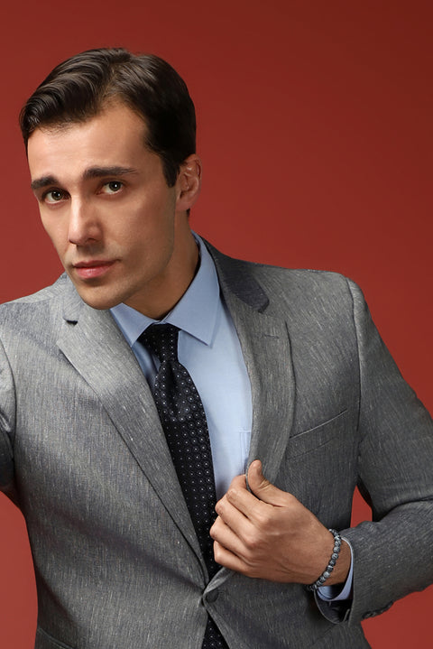 Koyu Lacivert Çiçek Desenli Kravat