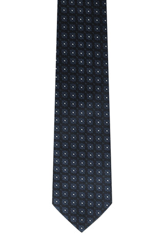  Koyu Lacivert Çiçek Desenli Kravat-Ki??l?