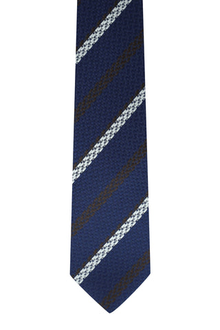  Koyu Lacivert Çizgili Kravat