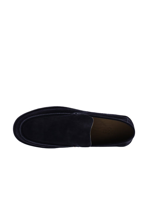 Koyu Lacivert Süet Casual Loafer Deri Ayakkabı