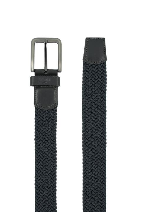 Orta Gri Desenli Likralı Esnek Spor Örgü Kemer