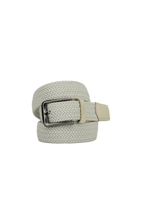 Orta Bej Desenli Likralı Esnek Spor Örgü Kemer