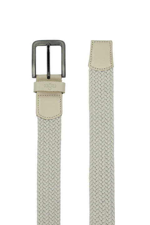 Orta Bej Desenli Likralı Esnek Spor Örgü Kemer