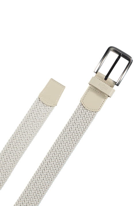 Orta Bej Desenli Likralı Esnek Spor Örgü Kemer