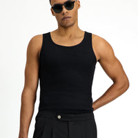 Siyah Slim Fit Dar Kesim Pamuk Fitilli Atlet
