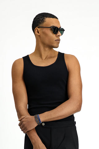  Siyah Slim Fit Dar Kesim Pamuk Fitilli Atlet