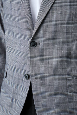  Orta Gri 4 Drop Relaxed Fit Rahat Kesim Mono Yaka Klasik Ekose Ceket