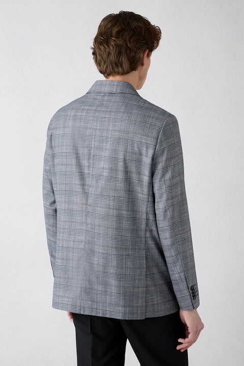 Medium Grey 7 Drop Slim Fit Narrow Lapel Classic Plaid Jacket
