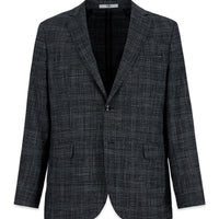 Dark Charcoal 6 Drop Regular Fit Standard Cut Notch Lapel Classic Plaid Jacket