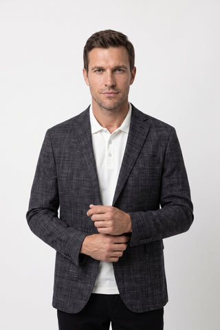 Koyu Füme 7 Drop Slim Fit Dar Kesim Mono Yaka Klasik Ekose Ceket