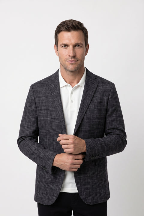 Dark Smoke 4 Drop Relaxed Fit Peak Lapel Classic Plaid Jacket