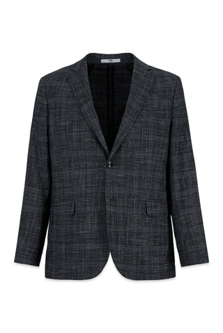  Koyu Füme 4 Drop Relaxed Fit Rahat Kesim Mono Yaka Klasik Ekose Ceket