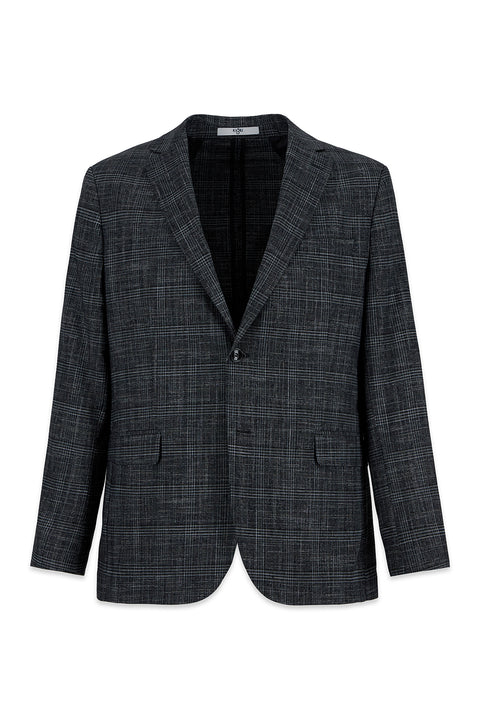 Dark Smoke 4 Drop Relaxed Fit Peak Lapel Classic Plaid Jacket