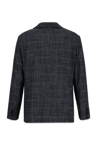  Koyu Füme 4 Drop Relaxed Fit Rahat Kesim Mono Yaka Klasik Ekose Ceket