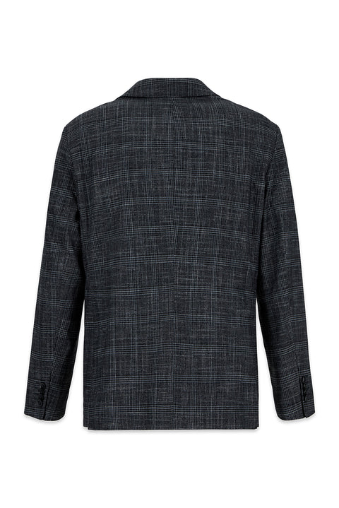 Dark Smoke 4 Drop Relaxed Fit Peak Lapel Classic Plaid Jacket