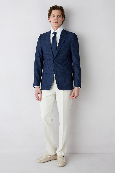 Light Navy Blue 7 Drop Slim Fit Jacket