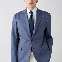 Mid-Navy 8 Drop Muscle Fit Long Athletic Cut Mono Collar Patterned Lycra Classic Jacket