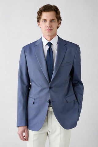  Orta Lacivert 7 Drop Slim Fit Dar Kesim Mono Yaka Desenli Likralı Klasik Ceket