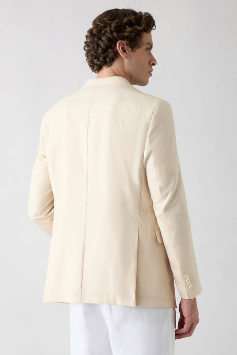 Krem 4 Drop Relaxed Fit Rahat Kesim Mono Yaka Desenli Likralı Klasik Ceket