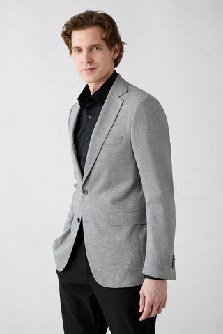  Orta Füme 6 Drop Regular Fit Standart Kesim Mono Yaka Desenli Klasik Keten Karışımlı Ceket