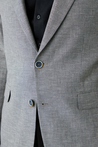  Orta Füme 6 Drop Regular Fit Standart Kesim Mono Yaka Desenli Klasik Keten Karışımlı Ceket