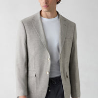 Light Mink 6-Drop Regular Fit Standard Cut Notch Lapel Patterned Classic Linen Blend Jacket