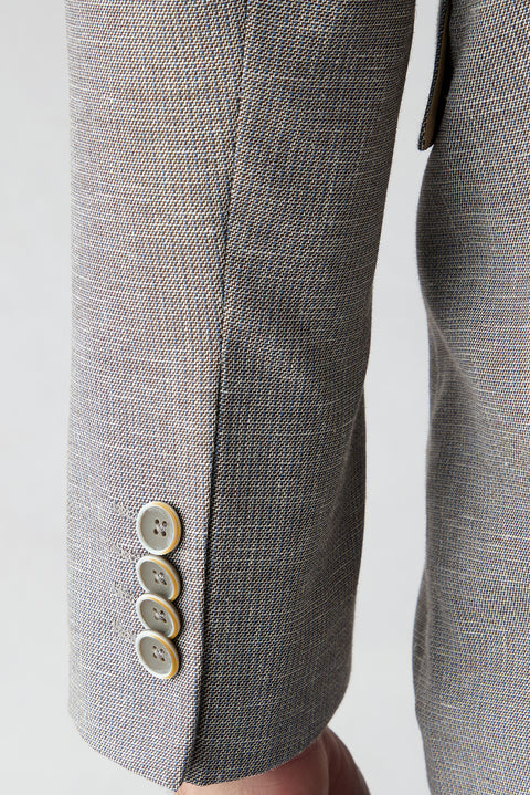 Medium Mink 6 Drop Regular Fit Standard Cut Single Lapel Patterned Classic Linen Blend Jacket