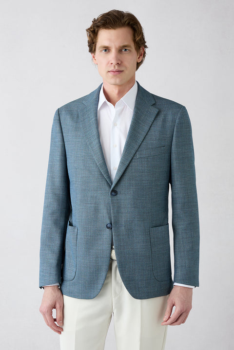 Mavi 4 Drop Relaxed Fit Rahat Kesim Mono Yaka Torba Cep Desenli Ceket