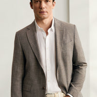 Dark Brown 8 Drop Muscle Fit Long Athletic Cut Mono Collar Classic Jacket