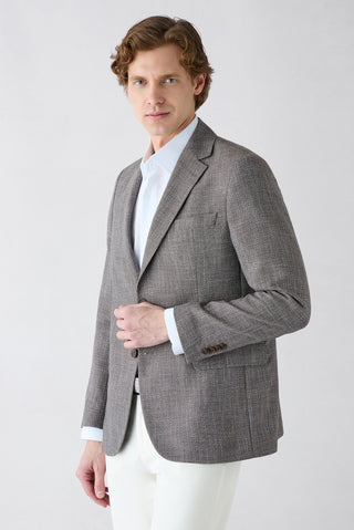  Koyu Kahve 4 Drop Relaxed Fit Rahat Kesim Mono Yaka Klasik Ceket