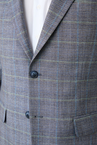  Orta Lacivert 6 Drop Regular Fit Standart Kesim Mono Yaka Ekose Klasik Ceket