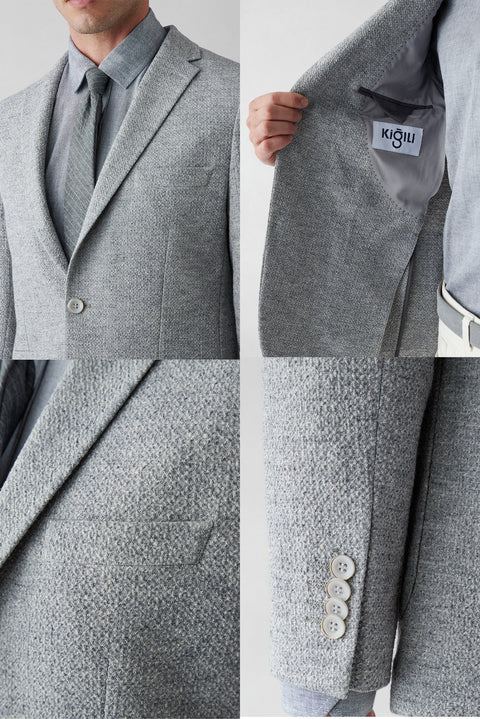 Medium Grey 7 Drop Super Slim Fit Extra Narrow Cut Jacket
