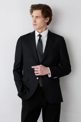  Koyu Lacivert 6 Drop Regular Fit Standart Kesim Mono Yaka Klasik Yünlü Ceket