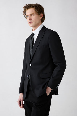  Koyu Lacivert 6 Drop Regular Fit Standart Kesim Mono Yaka Klasik Yünlü Ceket