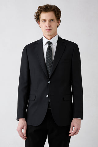  Koyu Lacivert 4 Drop Relaxed Fit Rahat Kesim Mono Yaka Klasik Yünlü Ceket