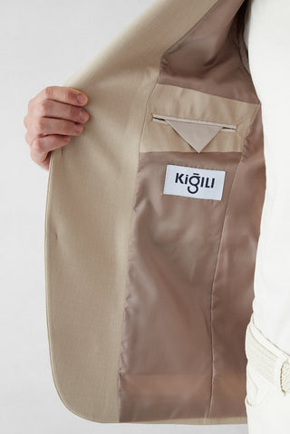  Orta Bej 6 Drop Regular Fit Standart Kesim Mono Yaka Klasik Ceket