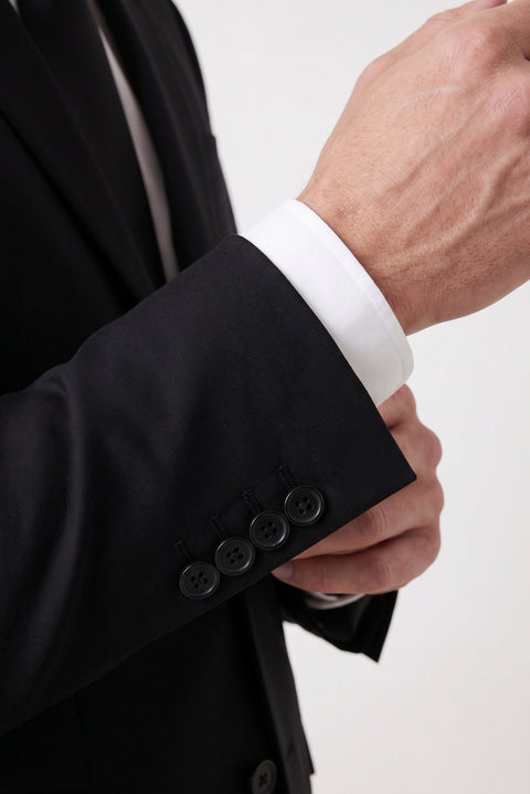 Black 6 Drop Regular Fit Standard Cut Notch Lapel Classic Jacket
