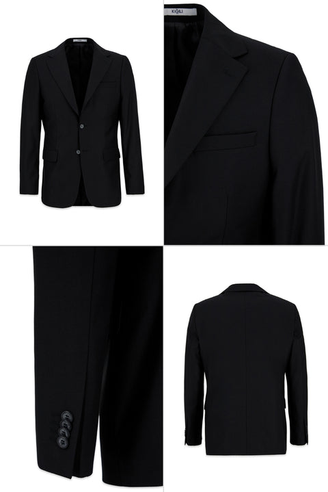 Black 6 Drop Regular Fit Standard Cut Notch Lapel Classic Jacket