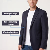 Dark Navy 6 Drop Regular Fit Standard Cut Notch Lapel Classic Jacket