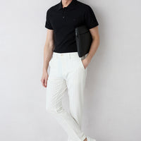 Taş Straight Slim Fit Çizgili Likralı Esnek Yan Cepli Likralı Kanvas / Chino Pantolon