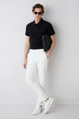  Taş 7 Drop Slim Fit Dar Kesim Çizgili Likralı Esnek Yan Cepli Likralı Kanvas / Chino Pantolon