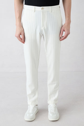  Taş Straight Slim Fit Çizgili Likralı Esnek Yan Cepli Likralı Kanvas / Chino Pantolon