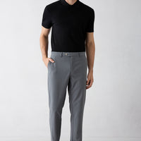 Orta Füme Straight Slim Fit Likralı Gofreli Çizgili Kanvas / Chino Pantolon