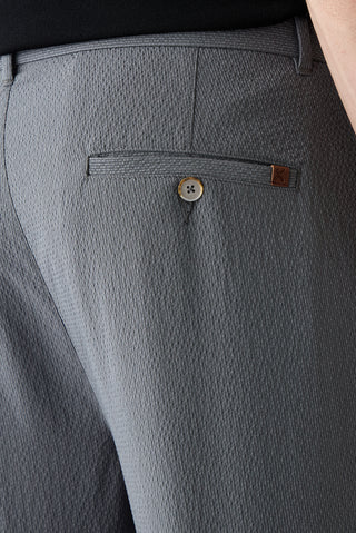  Orta Füme Straight Slim Fit Likralı Gofreli Çizgili Kanvas / Chino Pantolon