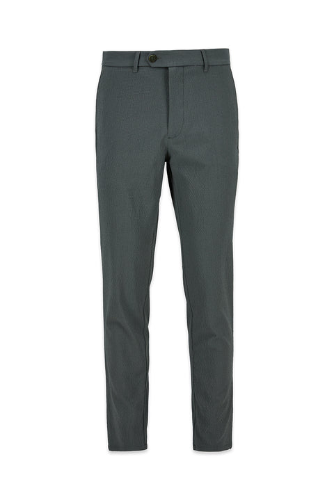 Orta Haki Tapered Slim Fit Likralı Gofreli Çizgili Kanvas / Chino Pantolon
