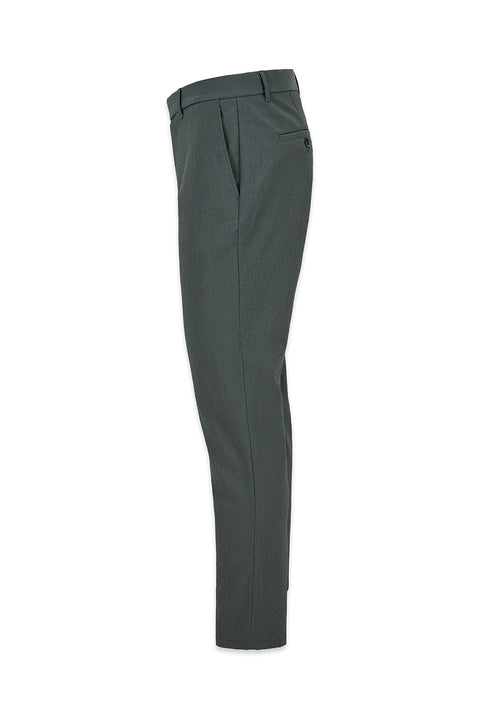 Orta Haki Tapered Slim Fit Likralı Gofreli Çizgili Kanvas / Chino Pantolon