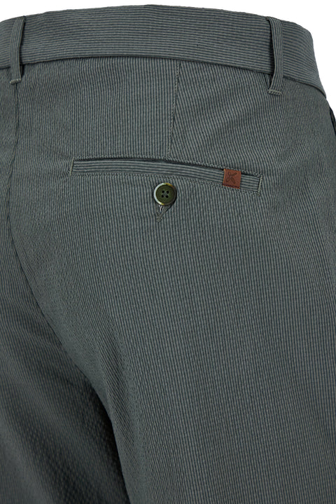 Orta Haki Tapered Slim Fit Likralı Gofreli Çizgili Kanvas / Chino Pantolon